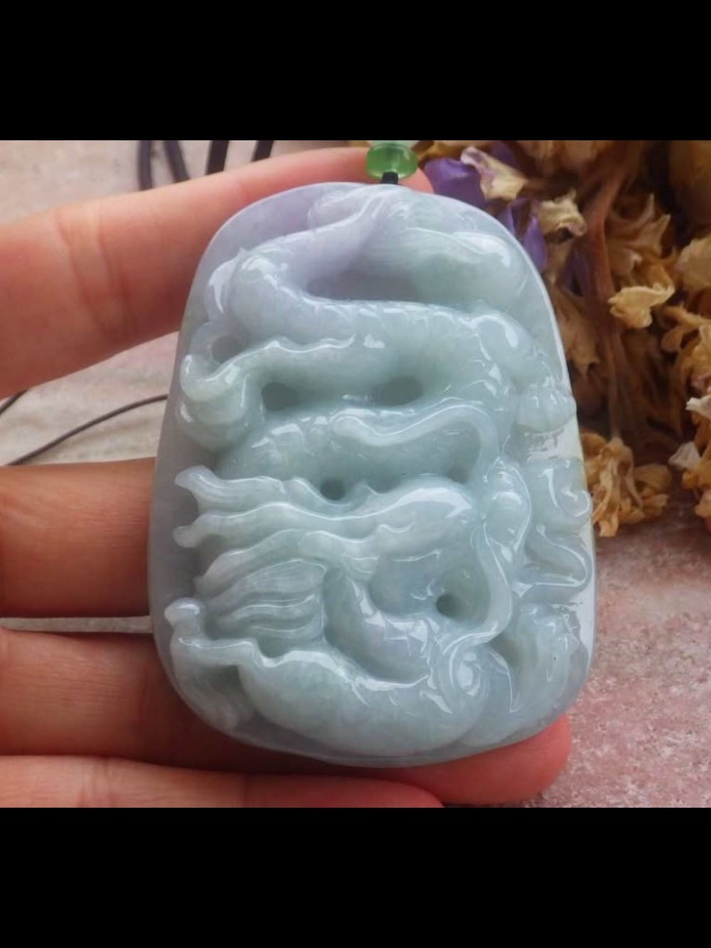 Exquisite carved lavender green certificate jadeite jade wealth dragon pendant